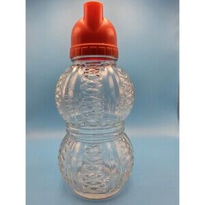 Medco Glass Company Crystal Large Ribbed Coffee Dispenser Red Top c.1950